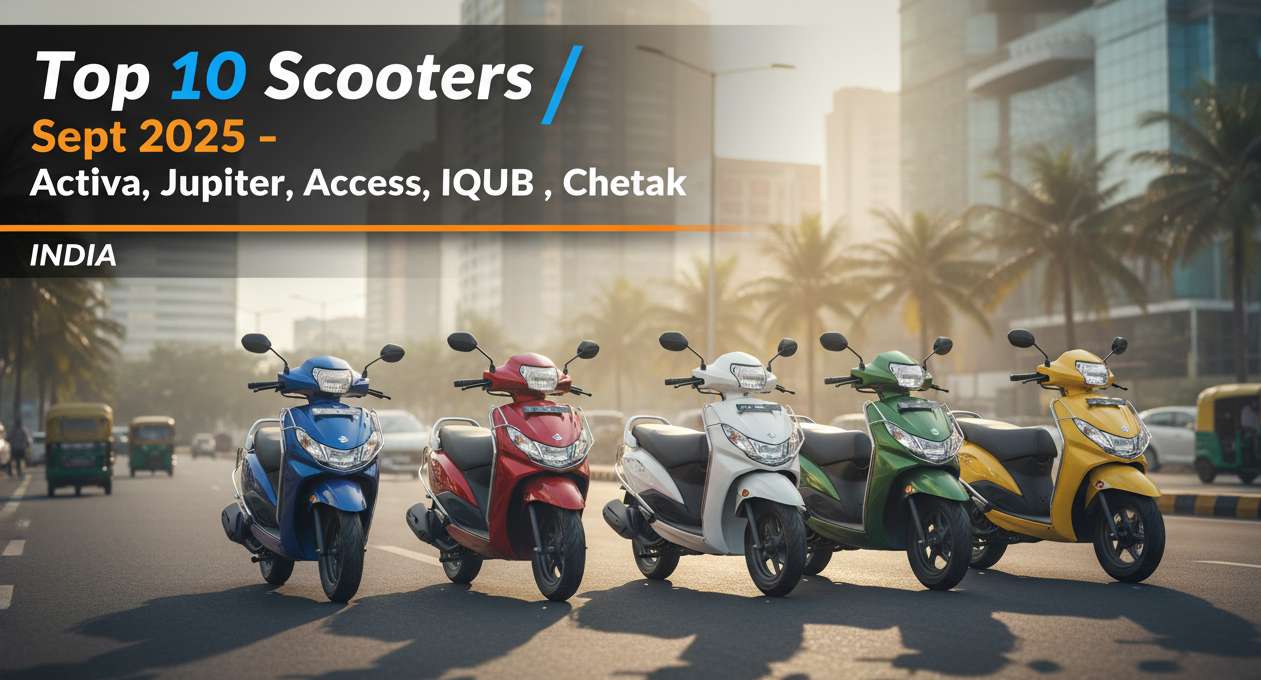 Top 10 Scooters Sept 2025 – Activa, Jupiter, Access, Ntorq, iQube, Chetak