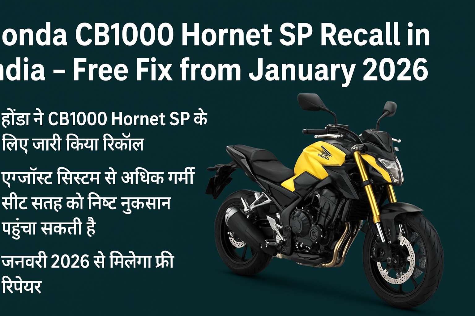 Honda CB1000 Hornet SP Recall